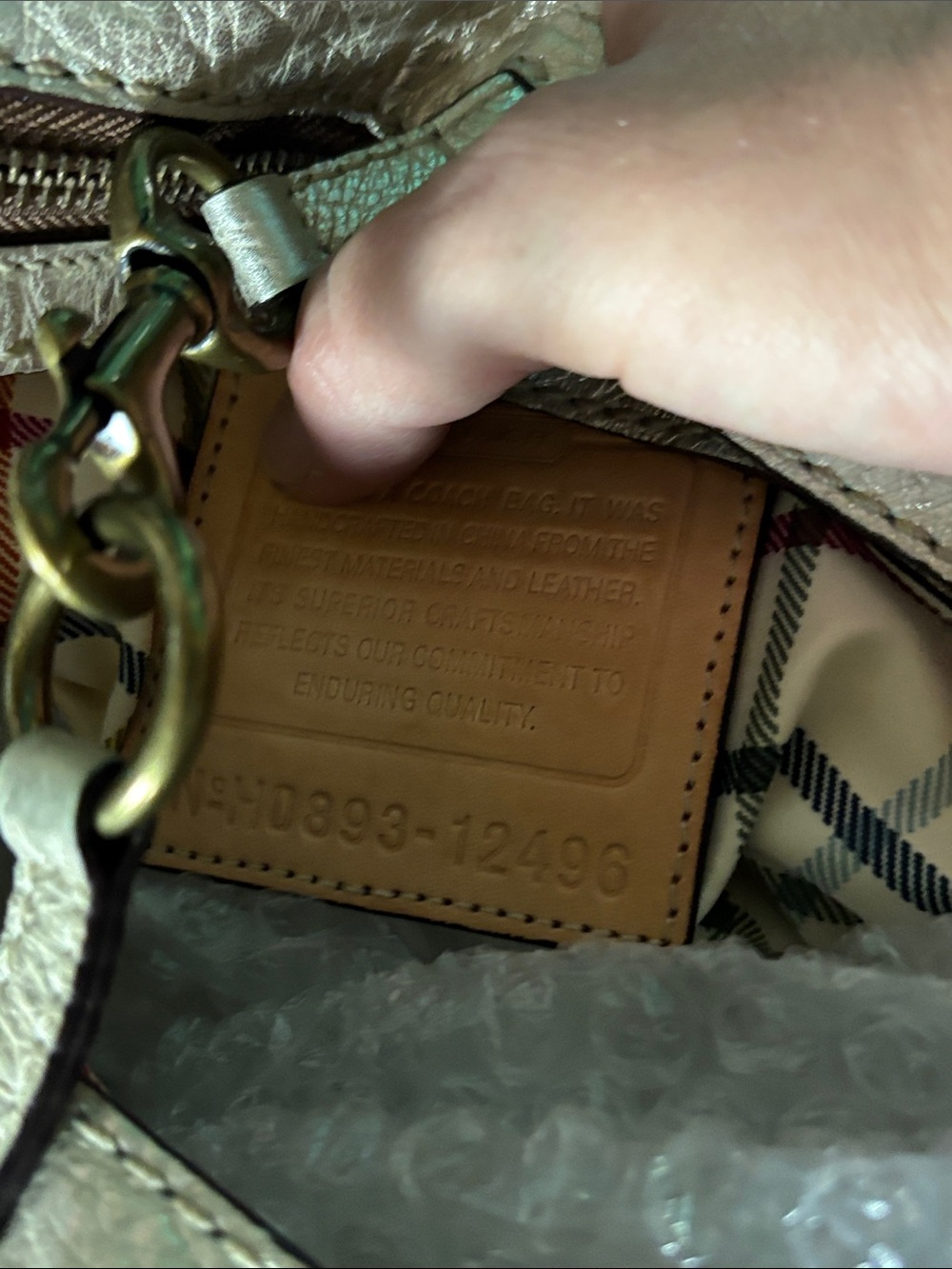 COACH Bleecker Platinum Metallic Leather Tote bag - Picture 4 of 5